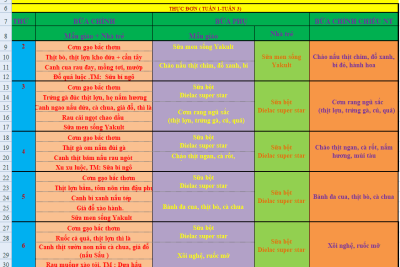 THỰC ĐƠN MÙA HÈ  NĂM HỌC 2024-2025